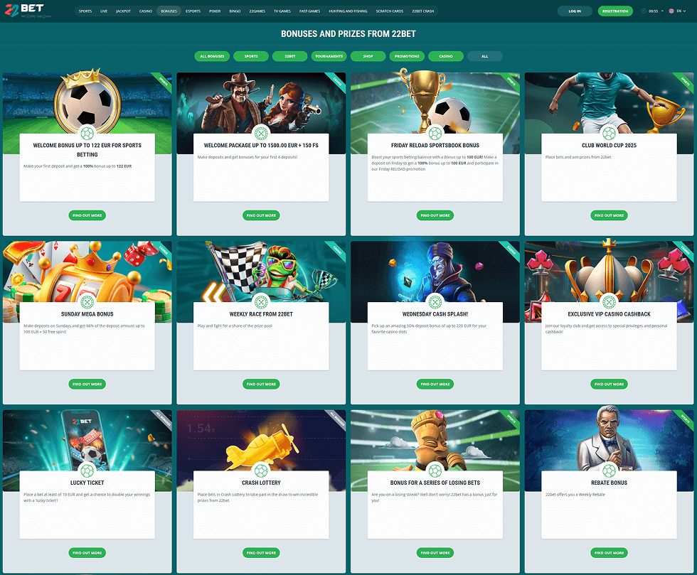 22Bet Great Bonuses And Promotions